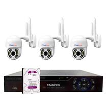 Kit 3 Câmeras Ip Wifi Speed Dome Externa Motorizada Full HD Tudo Forte + DVR Gravador de Vídeo Tudo Forte TFHDX 3304 4 Canais + HD 2TB Purple