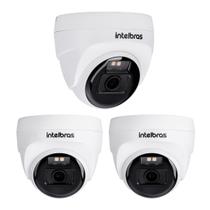 Kit 3 Câmeras Multi HD 2 Megapixels Inteligente 20m VHD 1220 D FULL COLOR + Intelbras
