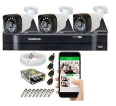 Kit 3 Cameras Segurança 720p Full Hd Dvr Intelbras 4ch S/hd