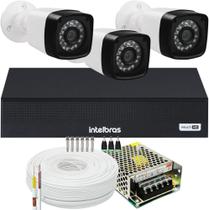 Kit 3 Cameras Segurança eletrônica 1080p Full Hd Dvr Intelbras 4ch S/hd