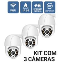 Kit 3 Câmeras Segurança Externa IP66 com Rotação 360º