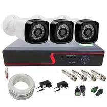 kit 3 Câmeras Segurança Hd Digitais Infra Dvr 4 Canais s/Hd