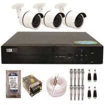 Kit 3 Câmeras Segurança Hd Dvr 4 Canais HD 500Gb