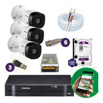 Kit 3 Câmeras Segurança Intelbras 1120 Vhl Hd 1tb Wd Purple