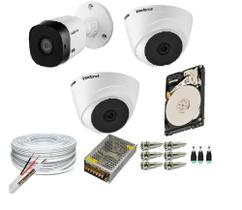 Kit 3 Câmeras Segurança VHC Hd 720P Intelbras + cabos conectores c/Hd 500gb Kit 3 Câmeras Segurança VHC Hd 720P Intelbras + cabos conectores c/Hd 500gb