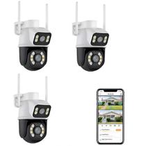 Kit 3 Câmeras Segurança Wifi Smart IP Yoosee A8 Lente Dupla Áudio Infravermelho Sem Fio Casa
