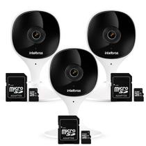 Kit 3 Câmeras Wi-Fi com Aúdio e Inteligência Artificial iMX C Intelbras Visão Superwide + 03 Cartão De Memória 64gb