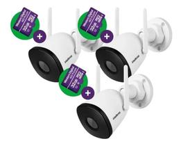 Kit 3 Câmeras Wi-fi Intelbras Im5s Com Cartao 32gb Fullhd