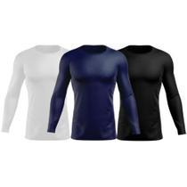 Kit 3 Camisa Blusa Térmica Manga Longa Dry Academia Treino Pescaria Esportiva Fitness Proteção Sol