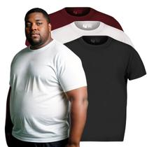 Kit 3 Camisa Camiseta Masculina Plus Size Lisa 100% Algodão Gola Redonda Fafenix G1 ao G4