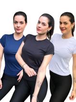 Kit 3 Camisa Dry Fit 100% Poliamida Feminina Corrida Academia Fitness.