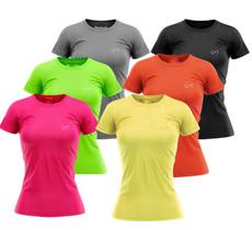 Kit 3 Camisa Feminina Dry Fit Fitness, Esportiva, Bike, Academia - Via Ello