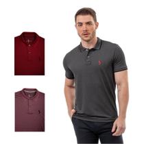 Kit 3 Camisa Gola Polo Masculina Piquet Casual Reta Conforto