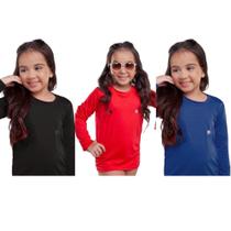 Kit 3 Camisa Infantil Térmica Uv50+ Proteção Solar Menina