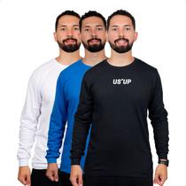 Kit 3 Camisa Manga Longa Masculina Frio Inverno Algodão Leve - USUP