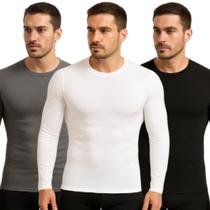 Kit 3 Camisa Masculina Manga Longa Proteção Solar UV Treino Praia Esportiva Segunda Pele Kit 3 Camisa Masculina Manga Longa Proteção Solar UV Treino Praia Esportiva Segunda Pele