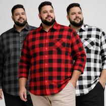 Kit 3 Camisa Masculina Xadrez Plus Size Manga Longa Com Punho Cowboy Extra Grande Kit 3 Camisa Masculina Xadrez Plus Size Manga Longa Com Punho Cowboy Extra Grande