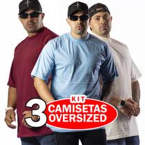 Kit 3 Camisa Oversized Algodão 30.1 Gola Alta casual e confortavel