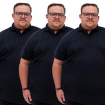 Kit 3 Camisa Plus Size Gola Polo Masculina Lisa Manga Curta Piquet Academia Tecido de Qualidade Kit 3 Camisa Plus Size Gola Polo Masculina Lisa Manga Curta Piquet Academia Tecido de Qualidade