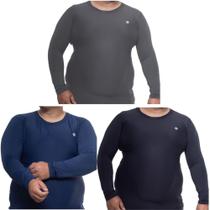 Kit 3 Camisa Plus Size Proteção e Estilo para Atividades ao Ar Livre Azul Escuro-Preto-Cinza 07