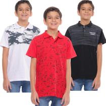 KIT 3 Camisa Polo Básica Infantil Juvenil Masculina 100% Algodão Do 10 a 16 - ACHADINHOS