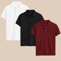 Kit 3 Camisa Polo Masculina Básica Elegante com Botões Estilo Casual e Conforto Todo Dia! Kit 3 Camisa Polo Masculina Básica Elegante com Botões Estilo Casual e Conforto Todo Dia!
