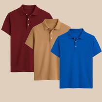 Kit 3 Camisa Polo Masculina Básica Elegante com Botões Estilo Casual e Conforto Todo Dia!