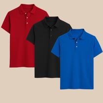 Kit 3 Camisa Polo Masculina Básica Elegante com Botões Estilo Casual e Conforto Todo Dia!