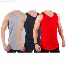 Kit 3 Camisa Regata Masculina Long Line Algodão Premium Top Acabamento Super Reforçados