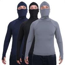 Kit 3 Camisa Segunda Pele Proteção Uv Térmica Touca Ninja