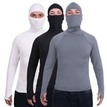 Kit 3 Camisa Segunda Pele Proteção Uv Térmica Touca Ninja