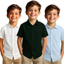 Kit 3 Camisa Social Infantil Menino Manga Curta