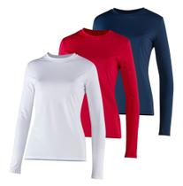 Kit 3 camisa térmica feminina segunda pele proteção UV TB moda fitness Kit 3 camisa térmica feminina segunda pele proteção UV TB moda fitness