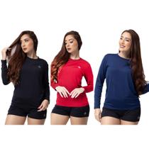 Kit 3 Camisa Térmica Feminino Manga Longa Uv Proteção Pronta Entrega