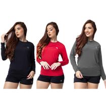 Kit 3 Camisa Térmica Feminino Manga Longa Uv Proteção Pronta Entrega