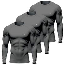 Kit 3 Camisa Térmica Masculina UV Segunda Pele Protação Solar 50+ Manga Longa Dry Fit