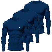 Kit 3 Camisa Térmica Masculina UV Segunda Pele Protação Solar 50+ Manga Longa Dry Fit