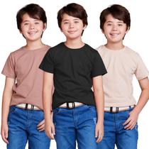 Kit 3 Camisas Básica Lisa Infantil 100% Algodão Kit 3 Camisas Básica Lisa Infantil 100% Algodão
