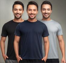 Kit 3 Camisas Básicas Masculina Dry Fit Lisa Tradicional