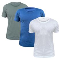 Kit 3 Camisas Básicas Masculina Slim Gola Redonda ALgodão