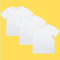 Kit 3 Camisas Brancas 100% Algodão Manga Curta Infantil Juvenil Básica Unissex Tamanho 2 ao 14