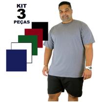 kit 3 Camisas Camisetas Plus Size Masculina T-Shirt Básica 100% Algodão