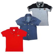 Kit 3 Camisas/ Camisetas Polo Juvenil Menino