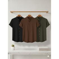 Kit 3 Camisas Gola Padre 3 Camisas Premium Trio Imperdível