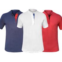 Kit 3 Camisas Gola Padre Masculina Slim