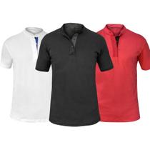 Kit 3 Camisas Gola Padre Masculina Slim