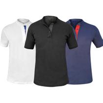 Kit 3 Camisas Gola Padre Masculina Slim