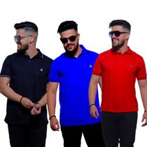 Kit 3 Camisas Gola Polo Bordado Tecido Fio 30.1 100% Algodão