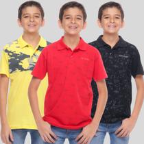 Kit 3 Camisas Gola Polo Infantil Tamanho do 10 ao 16 100%Algodão