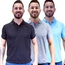 Kit 3 Camisas Gola Polo Masculina Piquet Lisa Camisaria Colombo